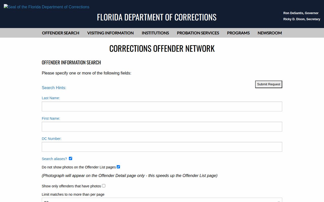 Florida corrections offender photo search after Madison County arrest