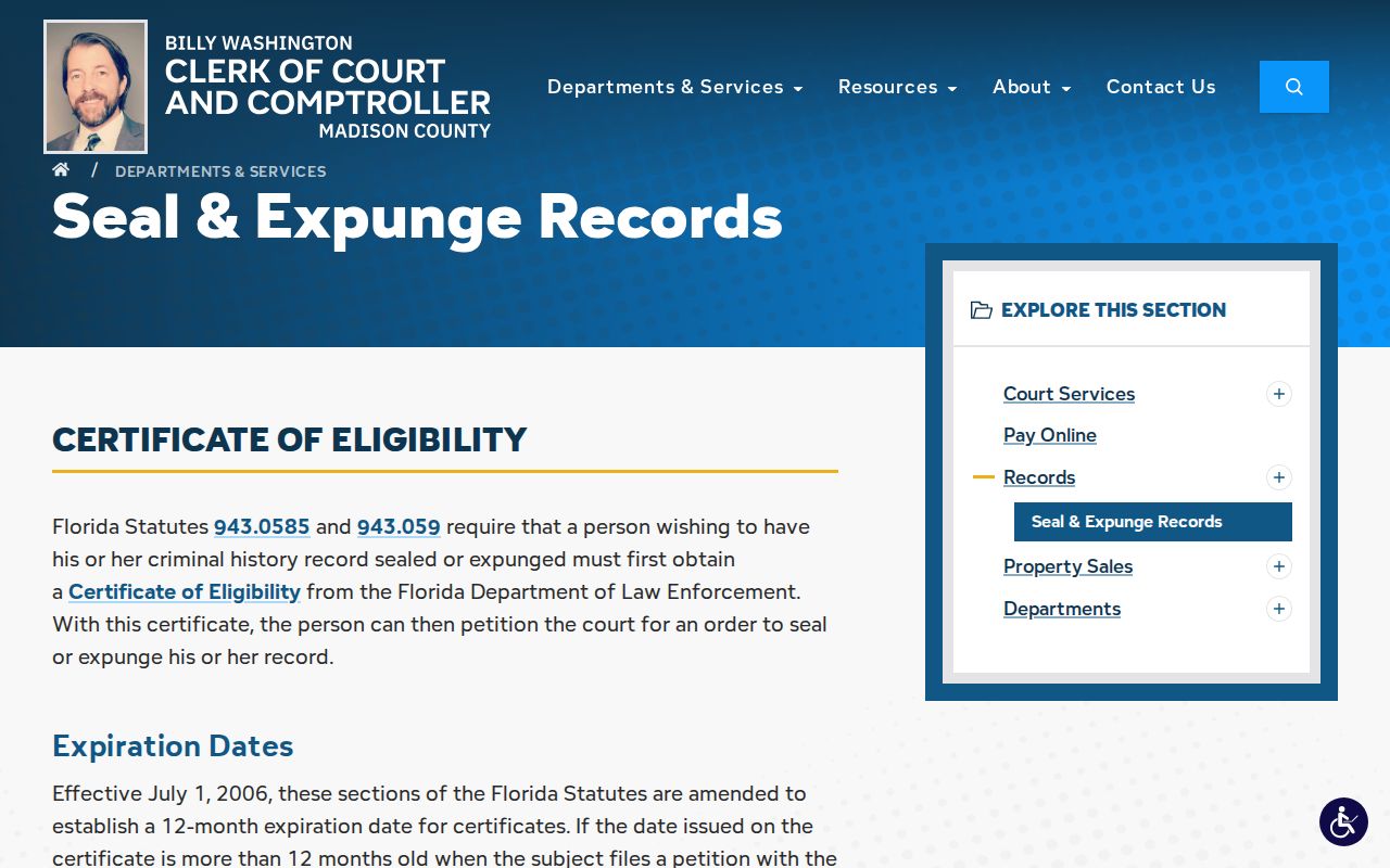 Madison County arrest record seal and expunge information