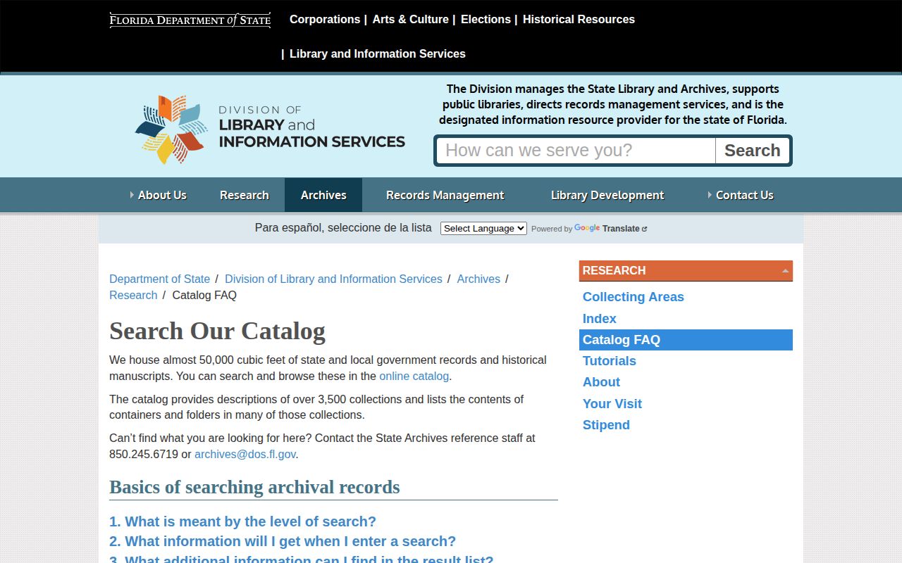 Florida State Archives search guidance for old Madison County arrest records