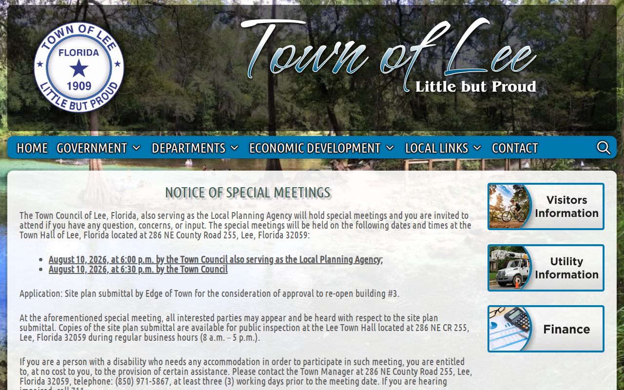 Town of Lee official records source for Madison County booking and arrest routing
